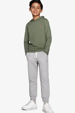 Felpa jersey con cappuccio e ricamo verde Kids