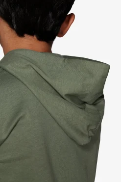 Felpa jersey con cappuccio e ricamo verde Kids