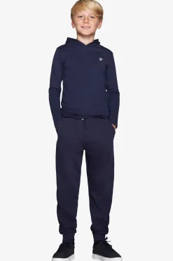 Felpa jersey con cappuccio e ricamo blu Kids