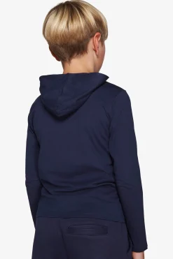 Felpa jersey con cappuccio e ricamo blu Kids