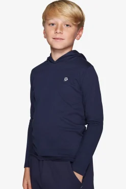Felpa jersey con cappuccio e ricamo blu Kids