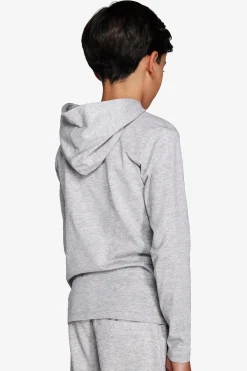 Felpa jersey con cappuccio e ricamo grigio chiaro Kids