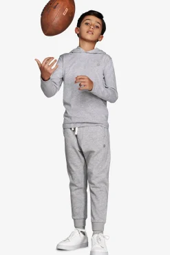 Felpa jersey con cappuccio e ricamo grigio chiaro Kids