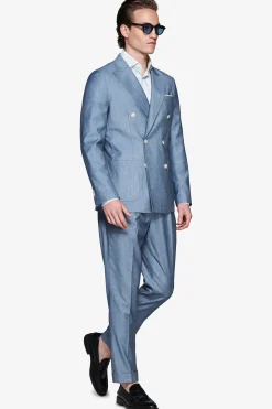 Giacca doppiopetto effetto denim avion