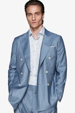 Giacca doppiopetto effetto denim avion