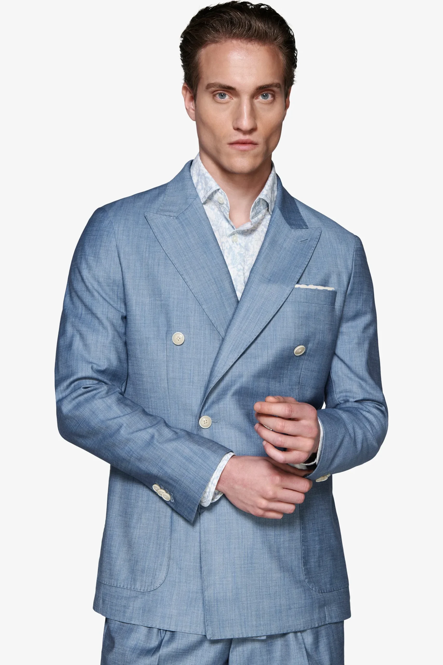 Giacca doppiopetto effetto denim avion