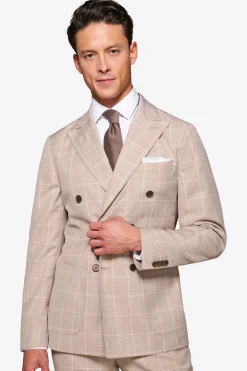 Giacca doppiopetto finestrata beige