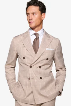 Giacca doppiopetto finestrata beige