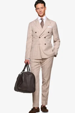 Giacca doppiopetto finestrata beige