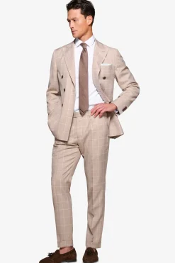 Giacca doppiopetto finestrata beige