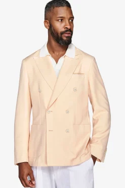 Giacca doppiopetto Herringbone pesca
