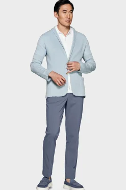Giacca in maglia costa inglese celeste