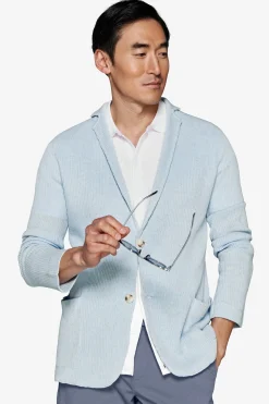 Giacca in maglia costa inglese celeste
