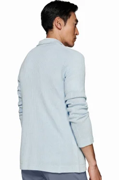 Giacca in maglia costa inglese celeste