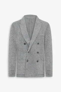 Giacca in maglia doppiopetto grigio chiaro