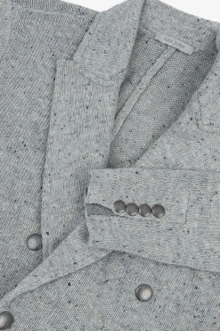 Giacca in maglia doppiopetto grigio chiaro