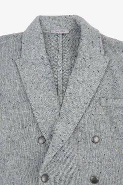 Giacca in maglia doppiopetto grigio chiaro