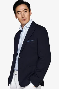 Giacca jersey operata blu