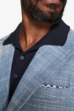 Giacca misto lino armaturata blu