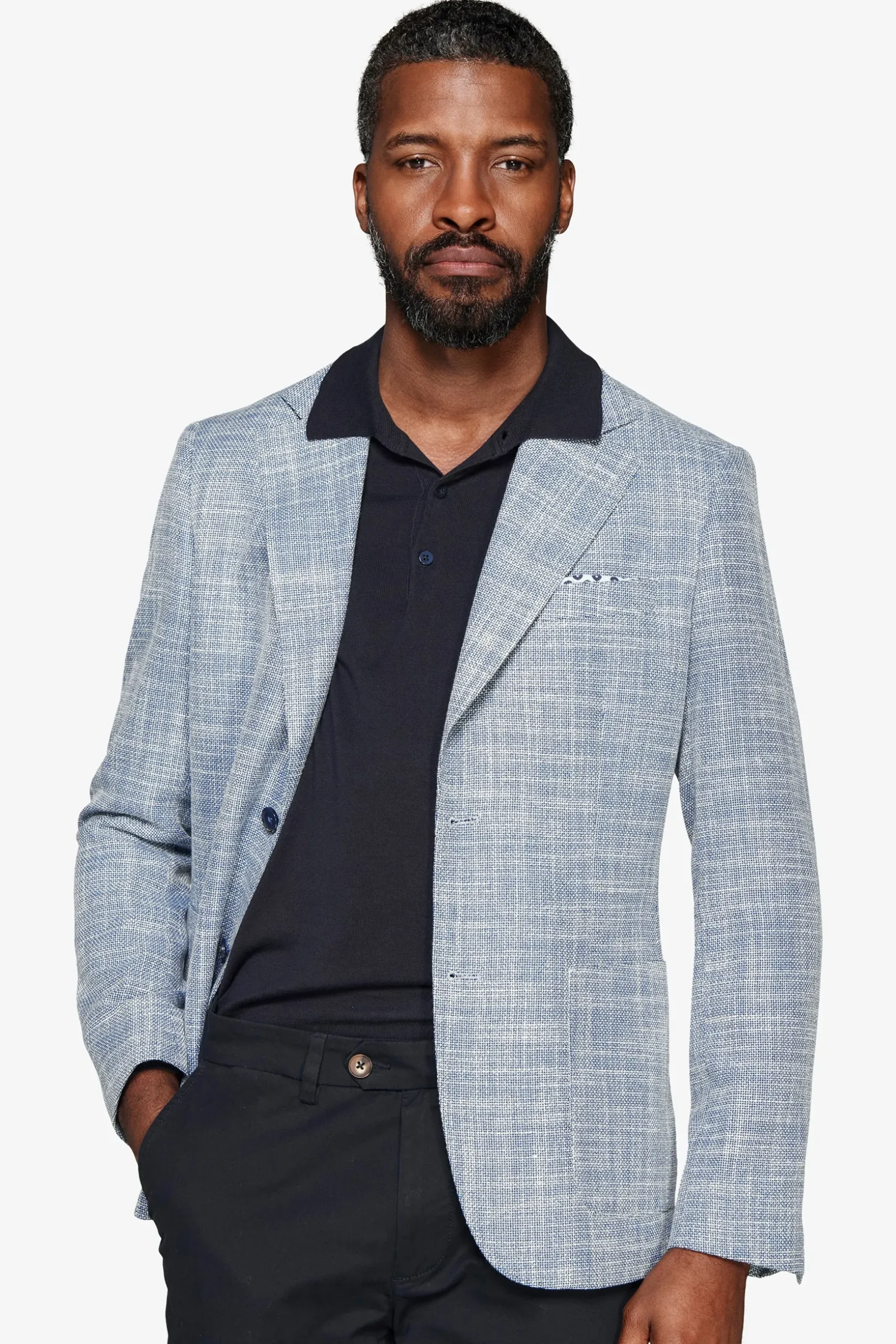 Giacca misto lino armaturata blu