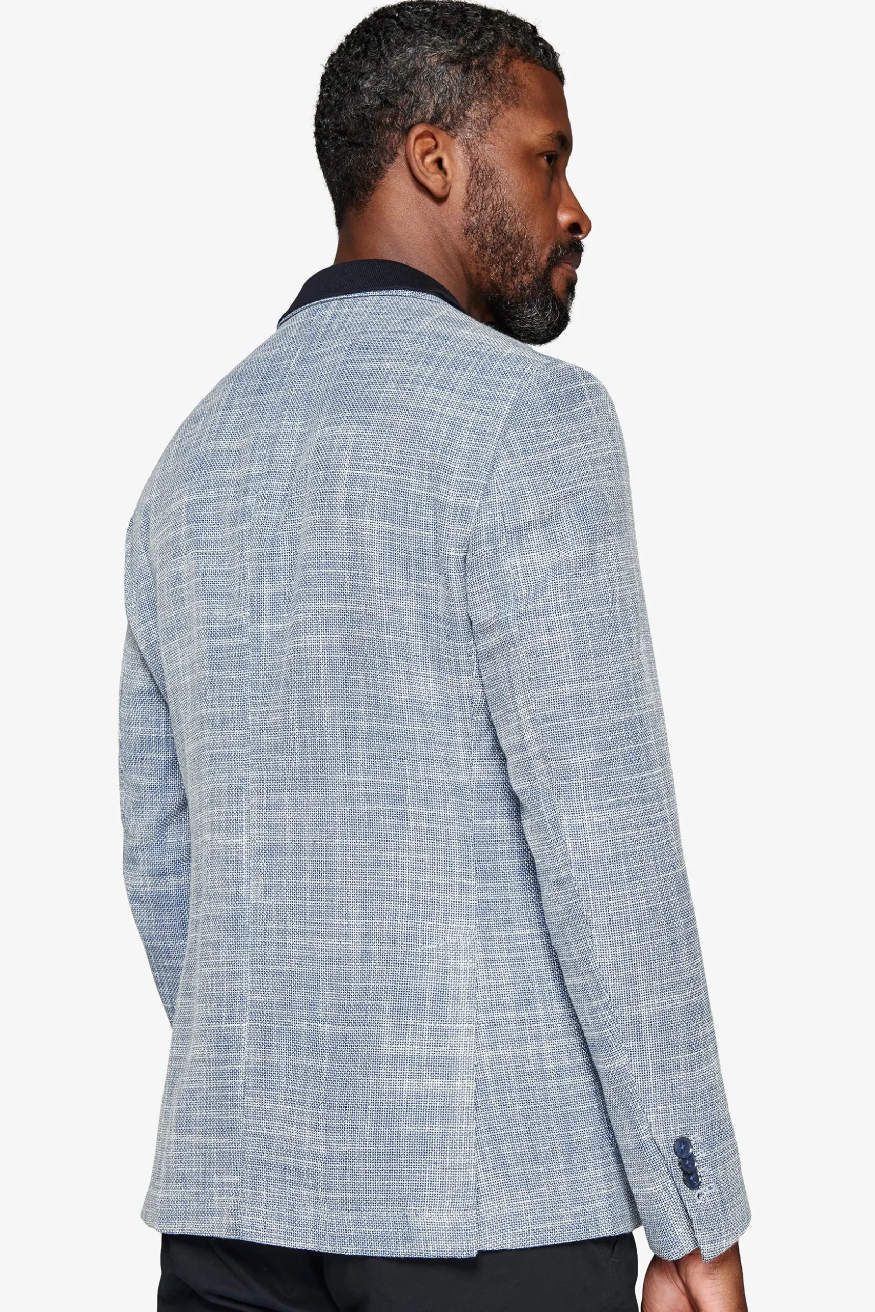 Giacca misto lino armaturata blu