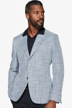 Giacca misto lino armaturata blu