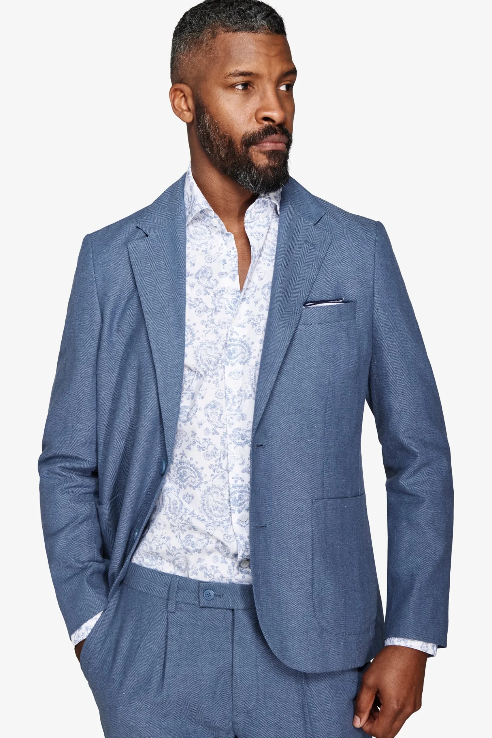 Giacca misto lino Herringbone avion