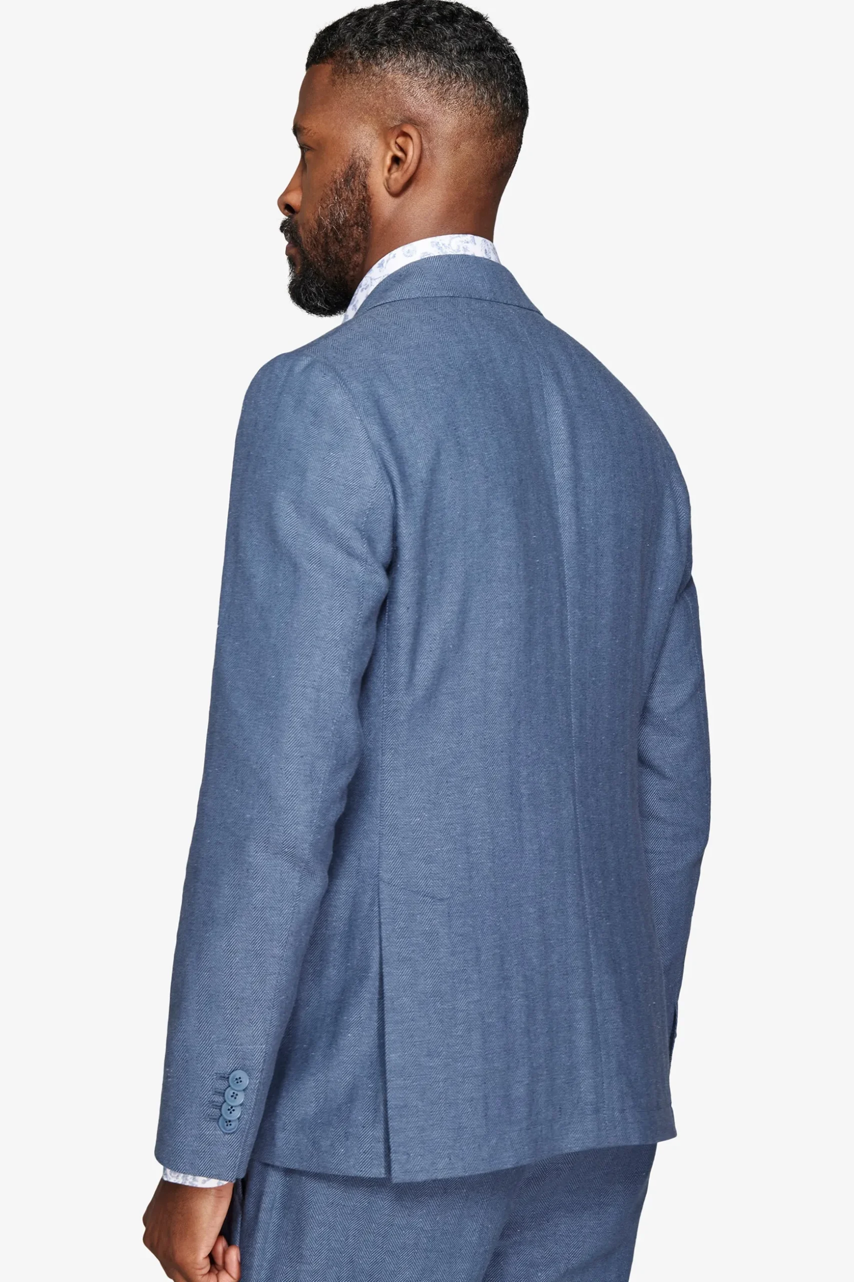 Giacca misto lino Herringbone avion