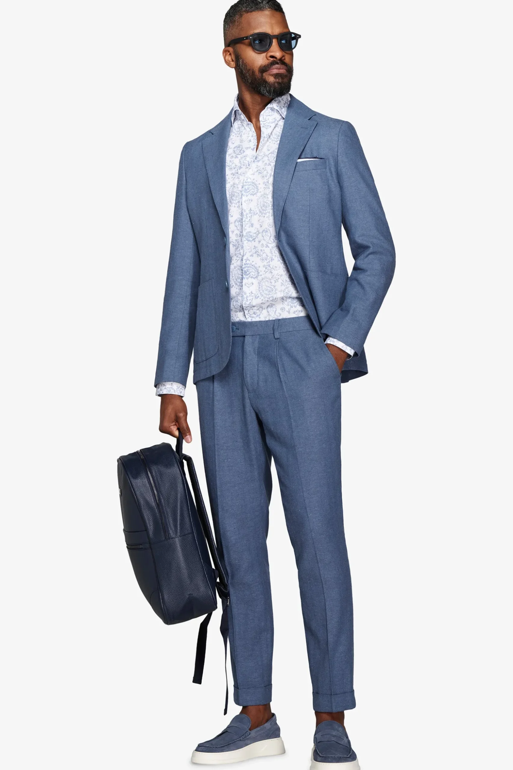 Giacca misto lino Herringbone avion