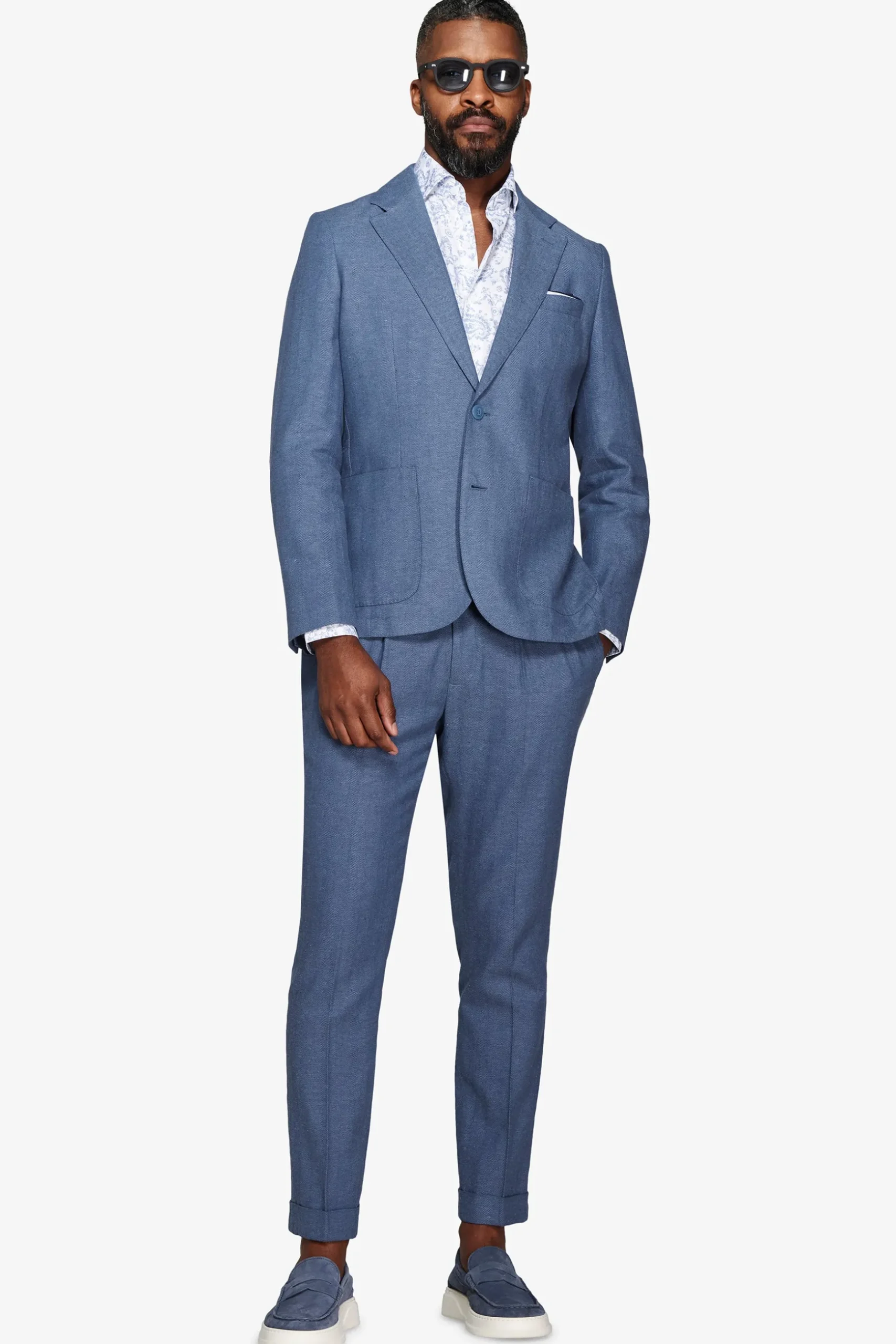Giacca misto lino Herringbone avion