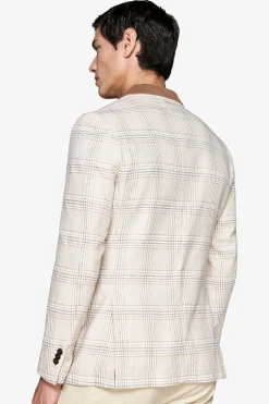 Giacca misto lino overcheck sabbia