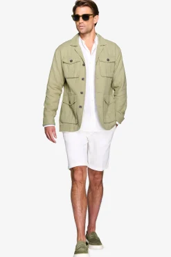 Giacca sahariana misto lino militare