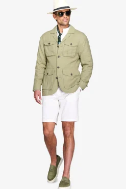 Giacca sahariana misto lino militare