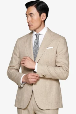 Giacca tela melange beige