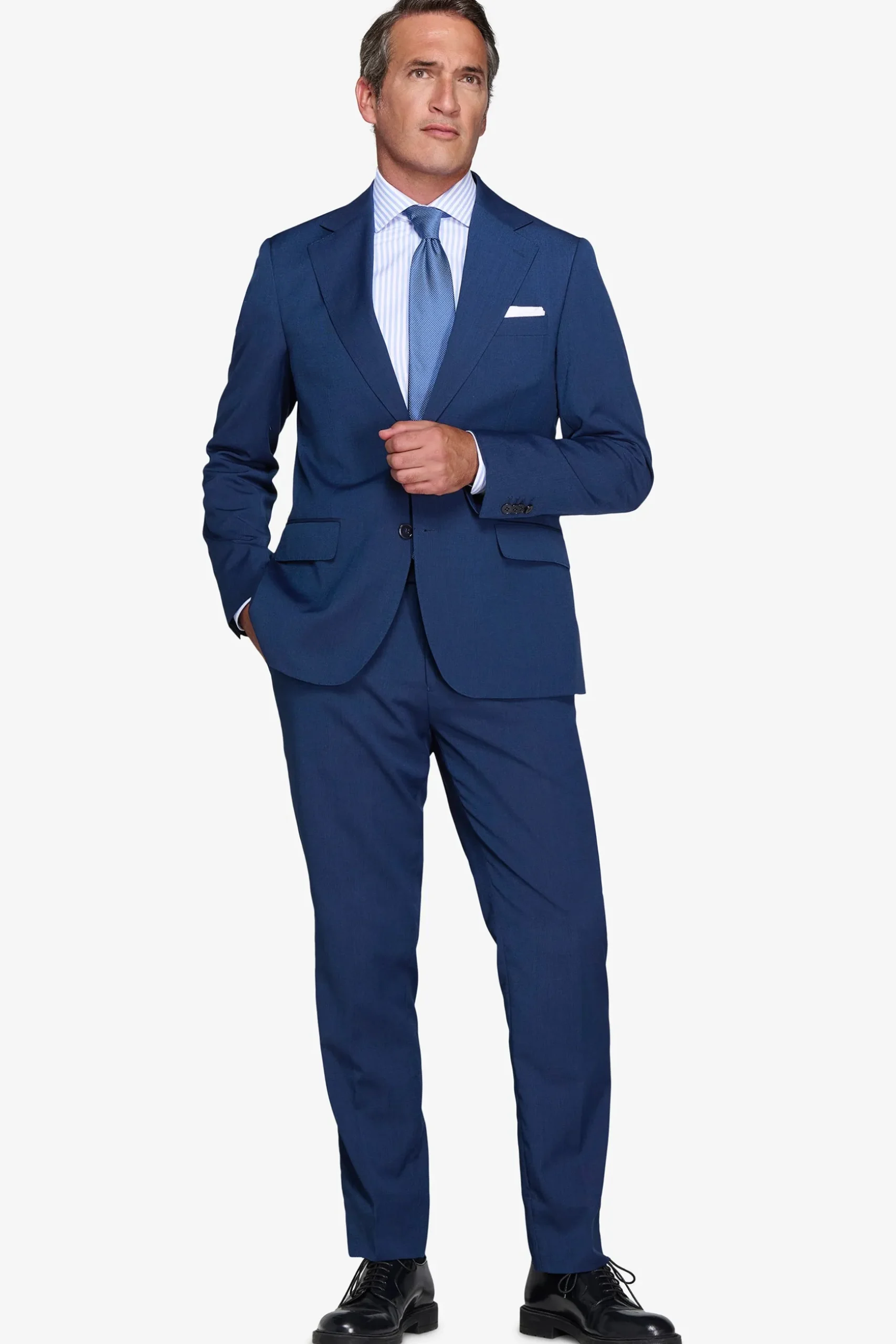 Giacca trama punto a spillo blu slim