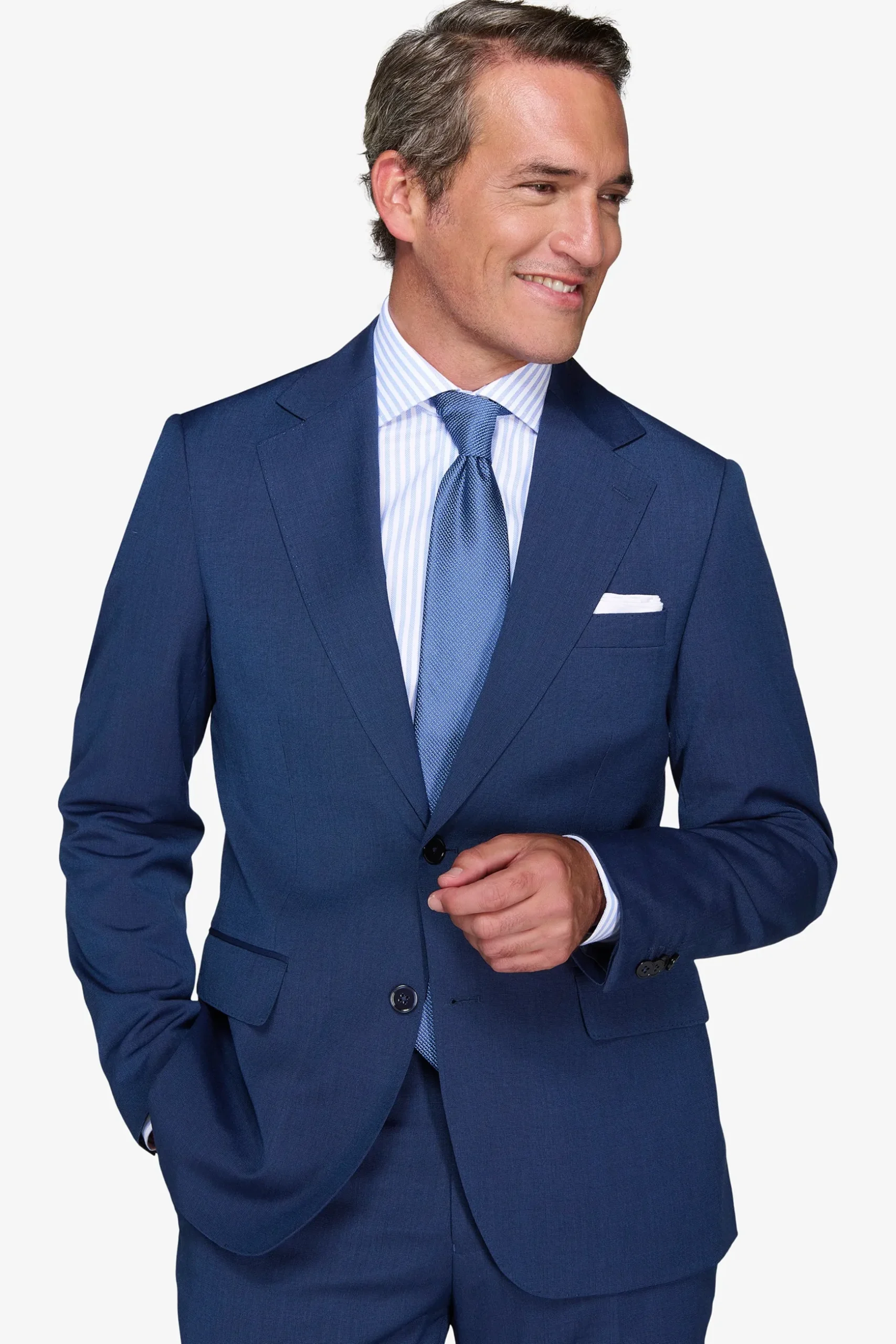 Giacca trama punto a spillo blu slim