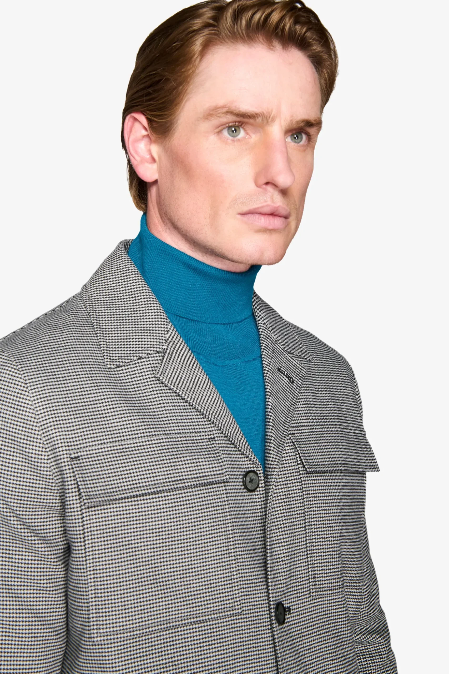 Giacca worker pied de poule grigia