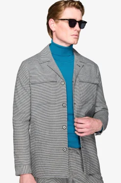 Giacca worker pied de poule grigia