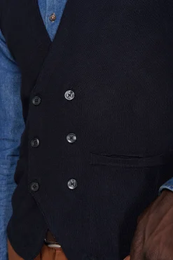 Gilet doppiopetto in maglia basic blu