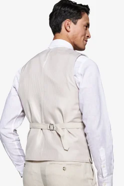 Gilet misto lino Herringbone sabbia
