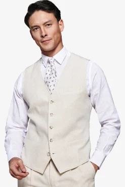Gilet misto lino Herringbone sabbia