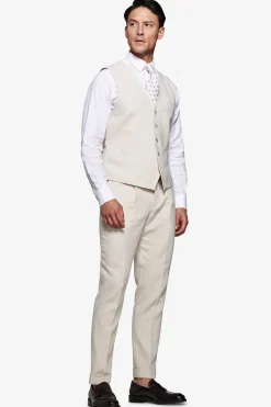 Gilet misto lino Herringbone sabbia
