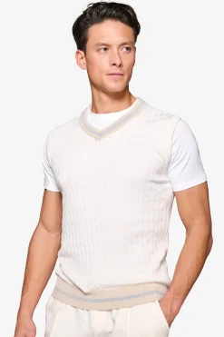 Gilet treccia e costa DNJ off white