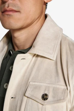 Giubbotto trucker in ecosuede sabbia