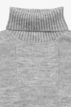 Maglia dolcevita a quadri grigio melange