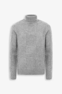 Maglia dolcevita a quadri grigio melange