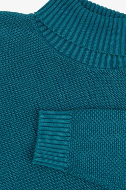 Maglia dolcevita armaturata petrolio