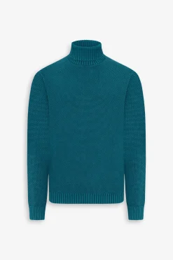Maglia dolcevita armaturata petrolio