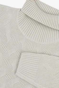 Maglia dolcevita a treccia discontinua ghiaccio