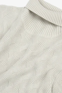 Maglia dolcevita a treccia discontinua ghiaccio
